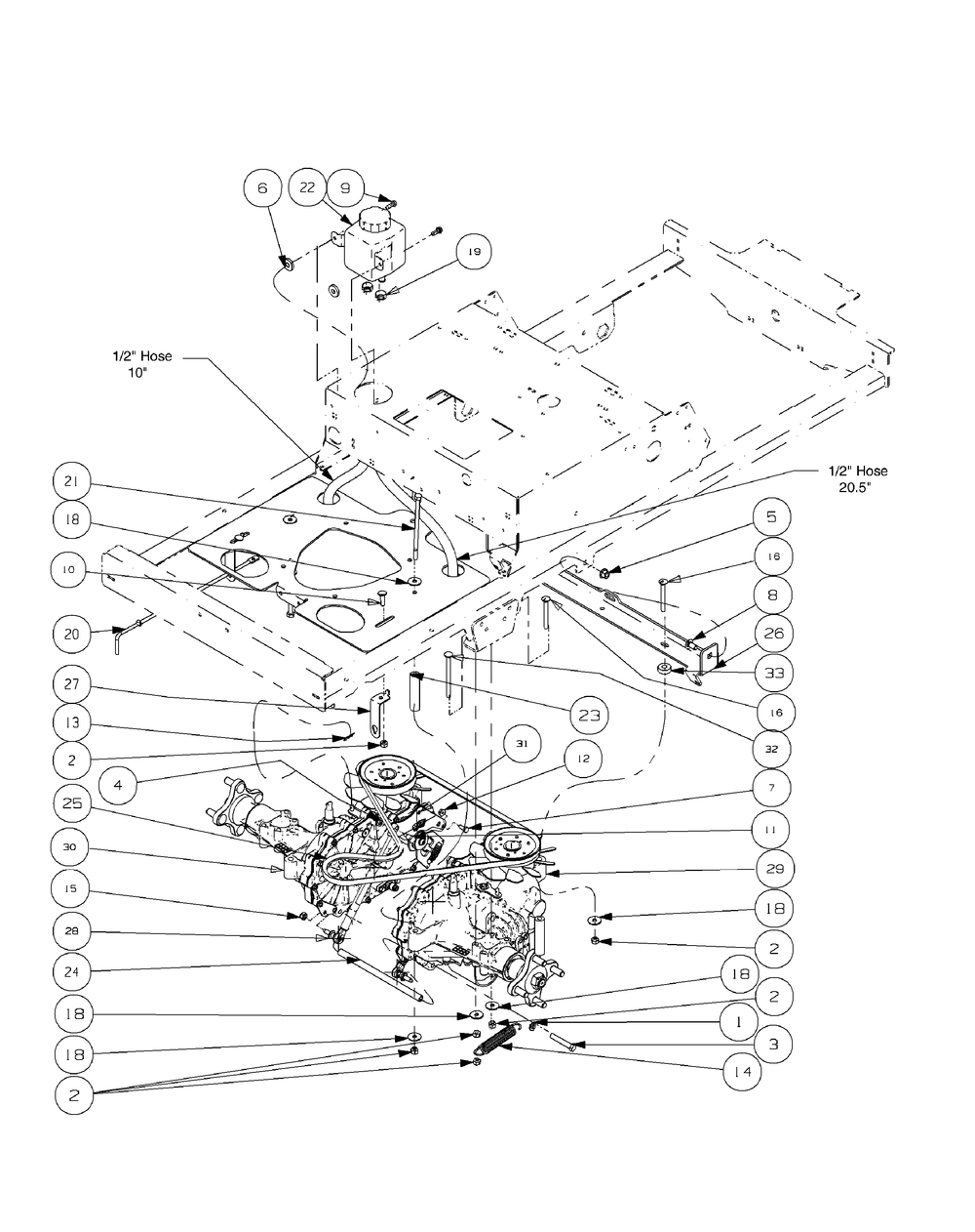 Drive Train Assembly (2008 And Before) Diagram and Parts List for ENFORCER48 53AH3AGN050-22HP Cub Cadet Lawn Tractor